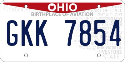 OH license plate GKK7854