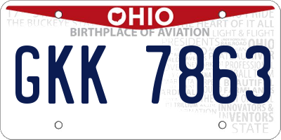 OH license plate GKK7863