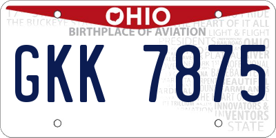 OH license plate GKK7875