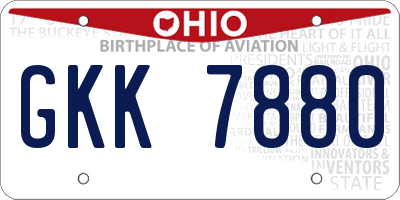 OH license plate GKK7880
