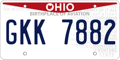 OH license plate GKK7882