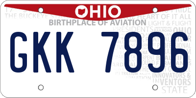 OH license plate GKK7896
