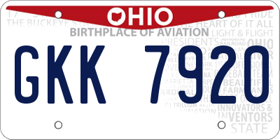OH license plate GKK7920