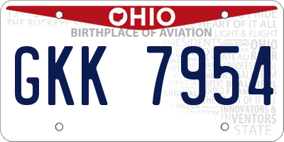 OH license plate GKK7954