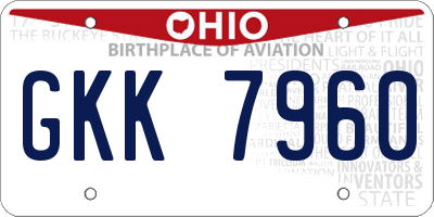 OH license plate GKK7960