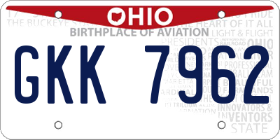 OH license plate GKK7962