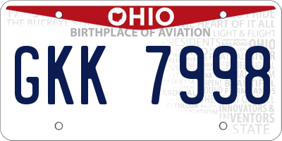 OH license plate GKK7998