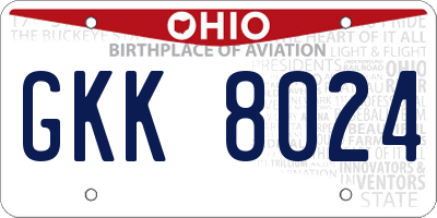 OH license plate GKK8024