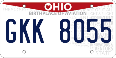 OH license plate GKK8055