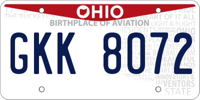 OH license plate GKK8072