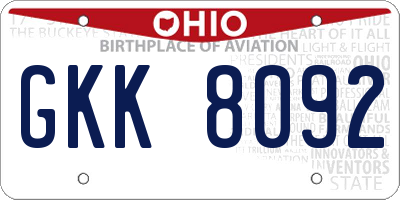 OH license plate GKK8092