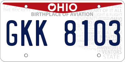 OH license plate GKK8103
