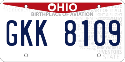 OH license plate GKK8109