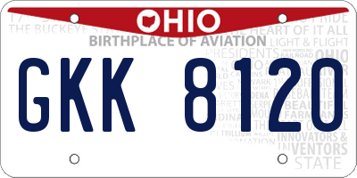 OH license plate GKK8120
