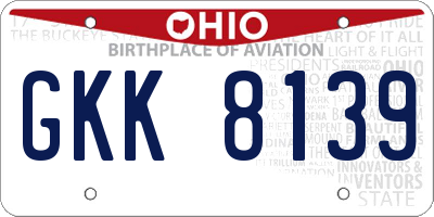 OH license plate GKK8139
