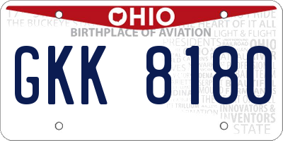 OH license plate GKK8180