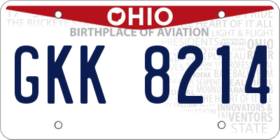 OH license plate GKK8214