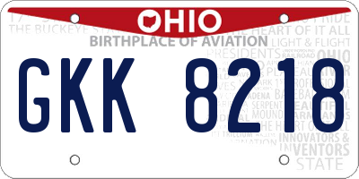 OH license plate GKK8218
