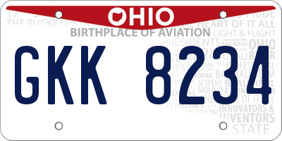 OH license plate GKK8234