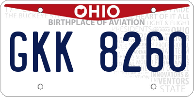 OH license plate GKK8260