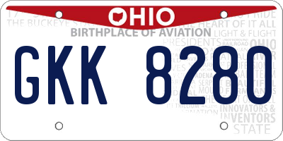 OH license plate GKK8280