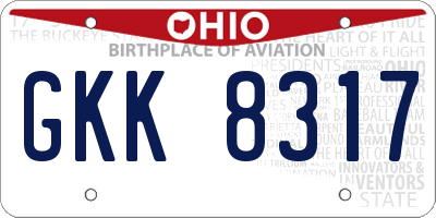 OH license plate GKK8317