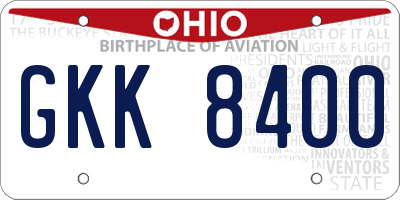 OH license plate GKK8400