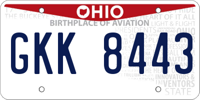 OH license plate GKK8443