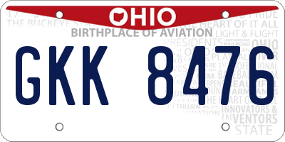 OH license plate GKK8476