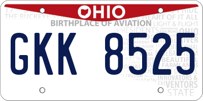 OH license plate GKK8525