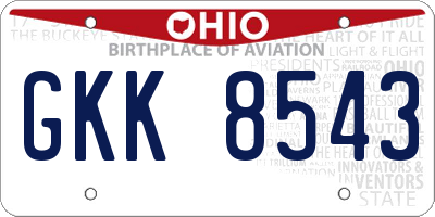 OH license plate GKK8543
