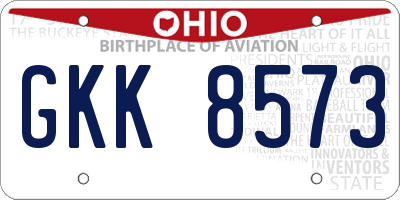 OH license plate GKK8573
