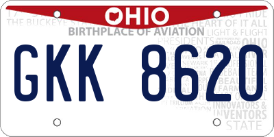 OH license plate GKK8620
