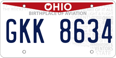 OH license plate GKK8634
