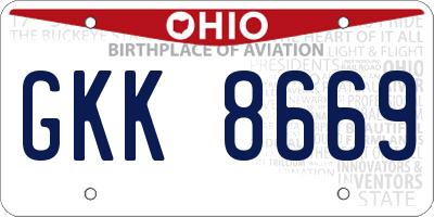 OH license plate GKK8669