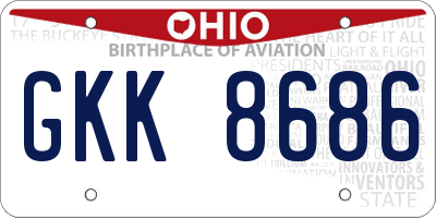 OH license plate GKK8686