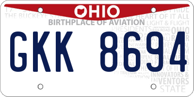 OH license plate GKK8694