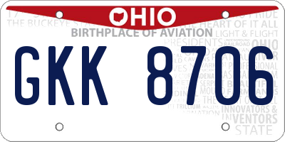 OH license plate GKK8706