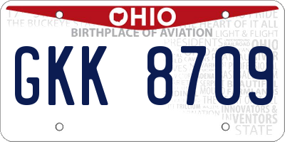 OH license plate GKK8709