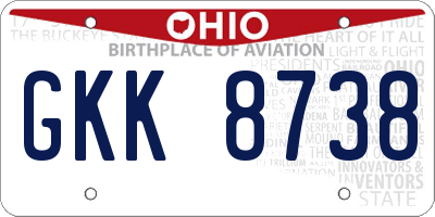 OH license plate GKK8738