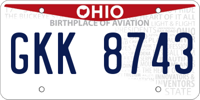OH license plate GKK8743