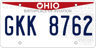 OH license plate GKK8762