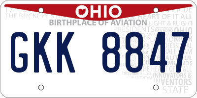 OH license plate GKK8847