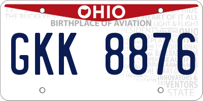 OH license plate GKK8876