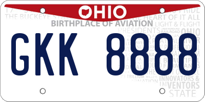 OH license plate GKK8888