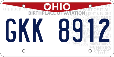 OH license plate GKK8912