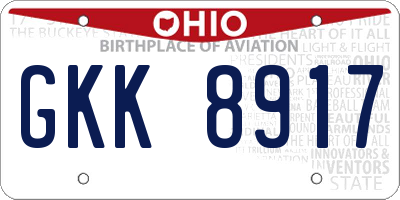 OH license plate GKK8917