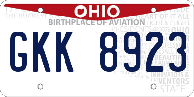OH license plate GKK8923