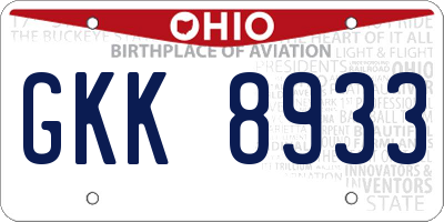 OH license plate GKK8933