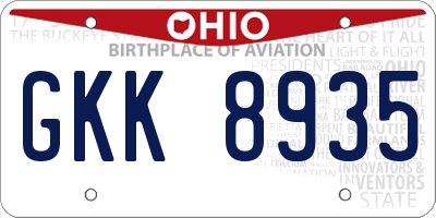 OH license plate GKK8935